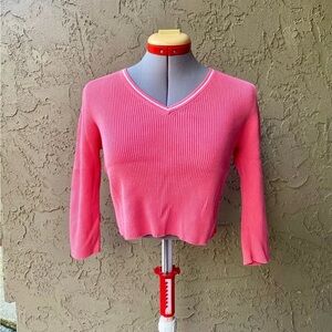 Pink Cropped Longsleeve with White detailing